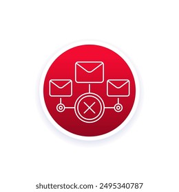 Icono de correo electrónico o correo electrónico del Borrar, diseño de Vector de línea