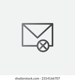 Delete Mail Icon Illustration Vector Editable Color