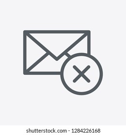 Delete mail icon isolated on background. E-mail symbol modern, simple, vector, icon for website design, mobile app, ui. Vector Illustration