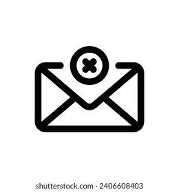 Delete Mail icon in trendy outline style isolated on white background. Delete Mail silhouette symbol for your website design, logo, app, UI. Vector illustration, EPS10.