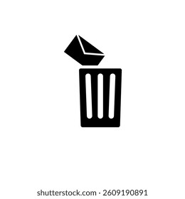 Delete Mail, Remove Email Letter to Trash Solid Flat Vector Icon Isolated on White Background.