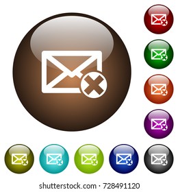 Delete mail white icons on round color glass buttons