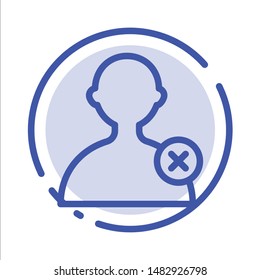 Delete, Man, User Blue Dotted Line Line Icon