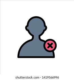 Delete, Man, User  Flat Color Icon. Vector icon banner Template