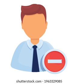 Delete manager user icon. Cartoon of Delete manager user vector icon for web design isolated on white background