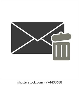 delete message envelope vector icon