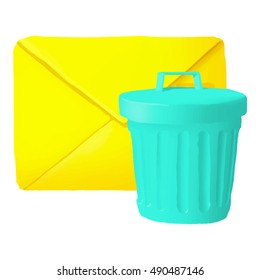 Delete message icon in cartoon style isolated on white background. Communication symbol vector illustration