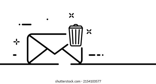 Delete Message Line Icon. Garbage, Spam Bin. Letter, Notification, Mail. Email Concept. One Line Style. Vector Line Icon For Business And Advertising