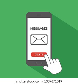 Delete messages. Deleting text messages screen on phone.