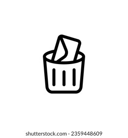 Borrar mensajes u orden lanzados en la plantilla de diseño vectorial de icono de línea de basura e ilustración con trazo editable