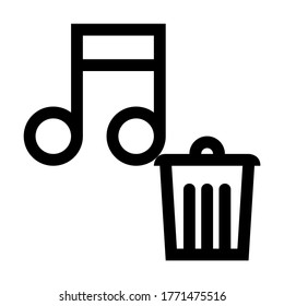 Delete Music File. Trash Music. Line Icon With Different Color Background.
