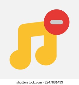 Delete music icon in flat style about multimedia, use for website mobile app presentation