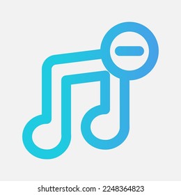 Delete music icon in gradient style about multimedia, use for website mobile app presentation