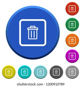 Delete object round color beveled buttons with smooth surfaces and flat white icons