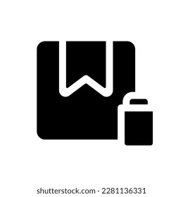 Icono de orden de eliminación de glifo negro ui. Cancelar entrega de paquetes. Borrar información del cuadro. Diseño de interfaz de usuario. Símbolo de silueta en el espacio blanco. Pictograma sólido para web, móvil. Ilustración vectorial aislada