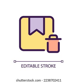Delete order pixel perfect RGB color ui icon. Cancel parcel delivery. Simple filled line element. GUI, UX design for mobile app. Vector isolated pictogram. Editable stroke. Arial font used