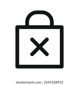 Excluir o ícone da interface do usuário da ordem, remover o símbolo vetor da interface do usuário da linha simples do saco de compras