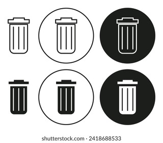 Delete outlined icon contour line vector. Delete flat and simple set design