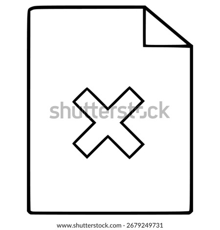delete page icon illustration hand drawn outline vector