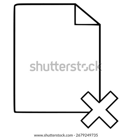 delete page icon illustration hand drawn outline vector