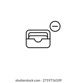 Tarjetas de pago del Borrar. Menos y límite de gasto. Icono de Vector de trazo perfecto y editable