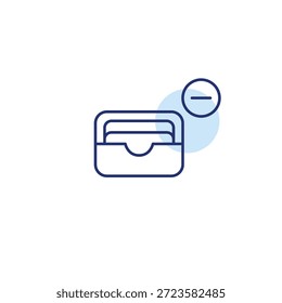 Excluir cartões de pagamento. Menos e limite de gastos. Pixel perfeito, ícone de vetor de traçado editável
