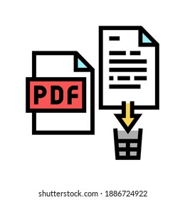 delete pdf file color icon vector. delete pdf file sign. isolated symbol illustration