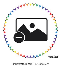 Delete photo sign, vector icon
