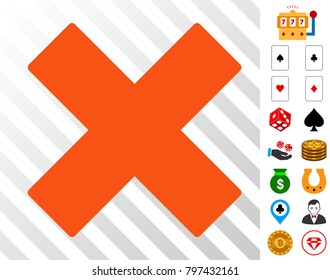 Delete pictograph with bonus gamble images. Vector illustration style is flat iconic symbols. Designed for gambling websites.