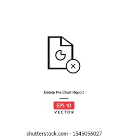 Delete Pie Chart Report Icon. Business Report Isolated On White Background. With Line Style. Icon Of Business. EPS10 - Vector