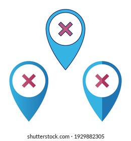 Borrar la ubicación del icono del pin con un gradiente de 3 estilos, color del contorno e icono plano