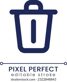 Delete pixel perfect linear ui icon. Remove digital file and document. Trash bin. GUI, UX design. Outline isolated user interface element for app and web. Editable stroke. Poppins font used