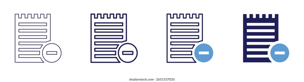 Delete post icon in 4 different styles. Thin Line, Line, Bold Line, Duotone. Duotone style. Editable stroke.