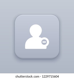 Delete profile, gray vector button with white icon on gray background