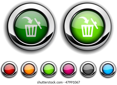 Delete realistic buttons. Vector illustration.