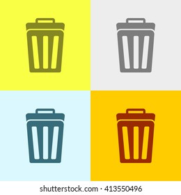 Delete, Recycle Bin, Trash Can Icon on Four Different Backgrounds. Eps-10.