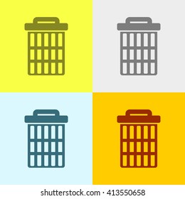 Delete, Recycle Bin, Trash Can Icon on Four Different Backgrounds. Eps-10.