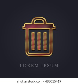 Delete Red Ruby with Golden Frame Precious Jewellery Icon / Logo Design