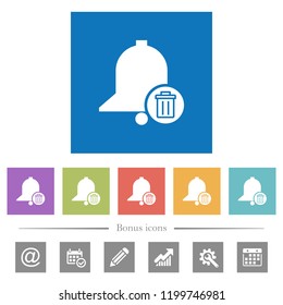 Delete reminder flat white icons in square backgrounds. 6 bonus icons included.