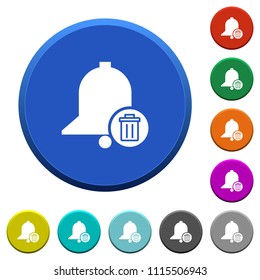 Delete reminder round color beveled buttons with smooth surfaces and flat white icons