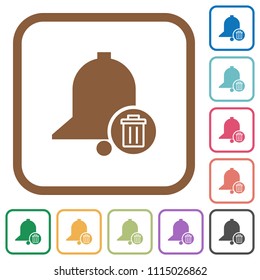 Delete reminder simple icons in color rounded square frames on white background