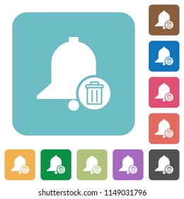 Delete reminder white flat icons on color rounded square backgrounds