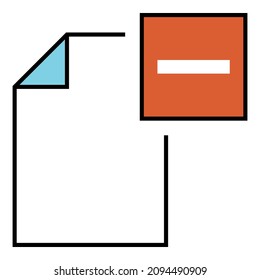Delete remove cancel  document page workspace tab form archive sheet icon with blue and orange color vector design symbol illustration