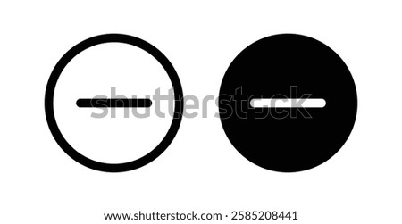 Delete or remove Feature Icon Set. Minus icon, delete button, remove Item. Black color outline and solid fill. Vector illustration. 