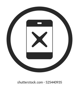 Delete or remove on phone symbol sign silhouette icon on background