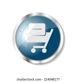 Delete or remove shopping cart blue  button or icon vector illustration