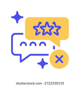 Icono de línea de revisión del Borrar, símbolo de esquema para la acción de eliminación, eliminación de revisión, cancelación de Comentarios, eliminación de comentarios y eliminación de contenido. Icono de signo de Vector.