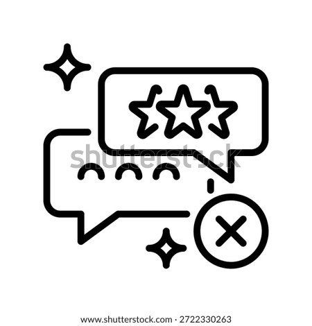 Delete Review Line Icon, Outline Symbol for Removal Action, Review Erasure, Feedback Cancellation, Comment Deletion, and Content Clearing. Vector Sign Icon.