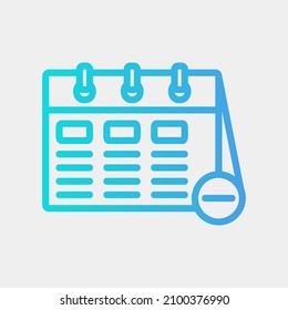 Plan Symbol Vektorgrafik im Farbverlauf löschen über Kalender und Datum löschen, für mobile App-Präsentationen auf der Website verwenden