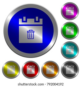 Delete schedule item icons on round luminous coin-like color steel buttons